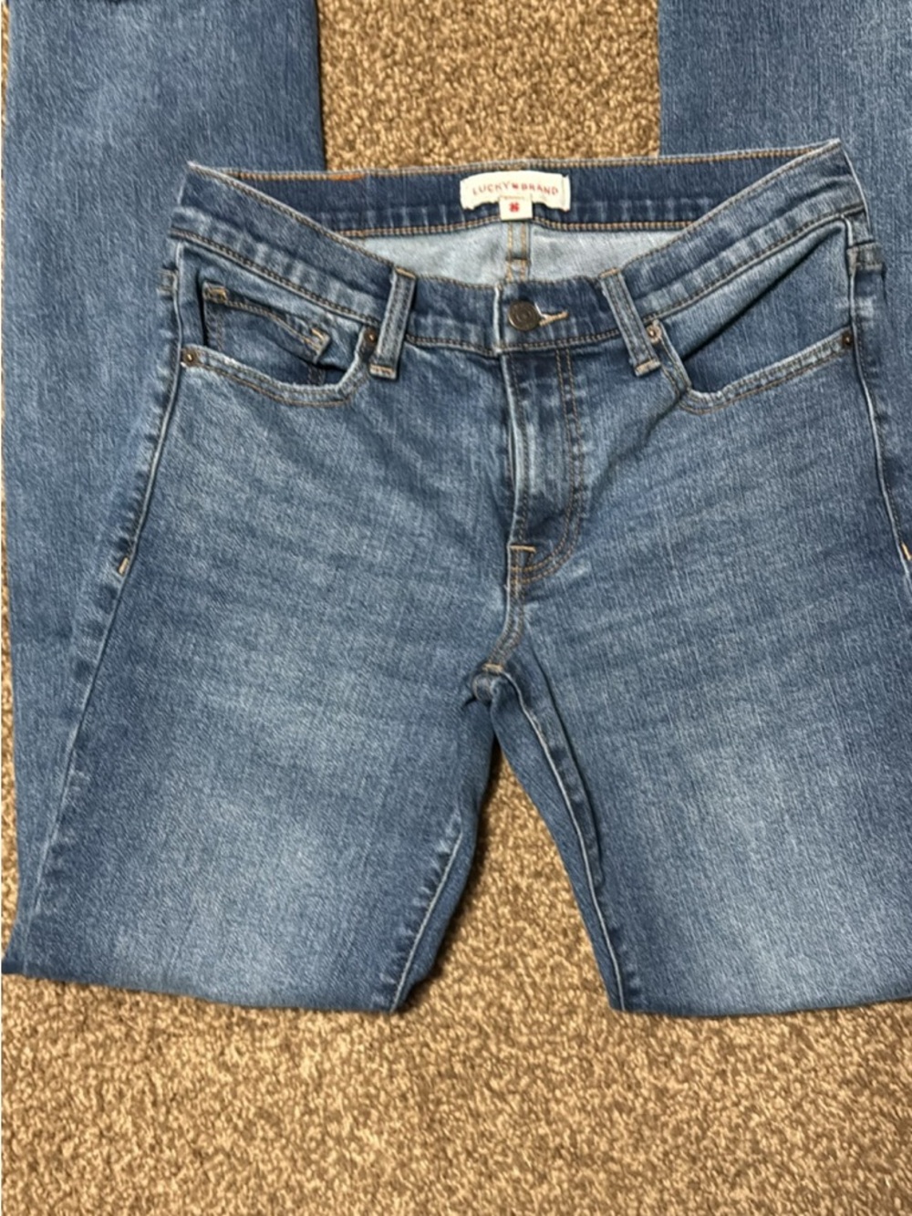 Lucky Brand Dark Blue Denim Jeans with Contrast Stitching
